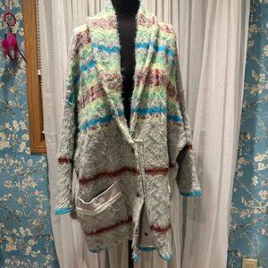 Free People funky cardigan, cool colors,